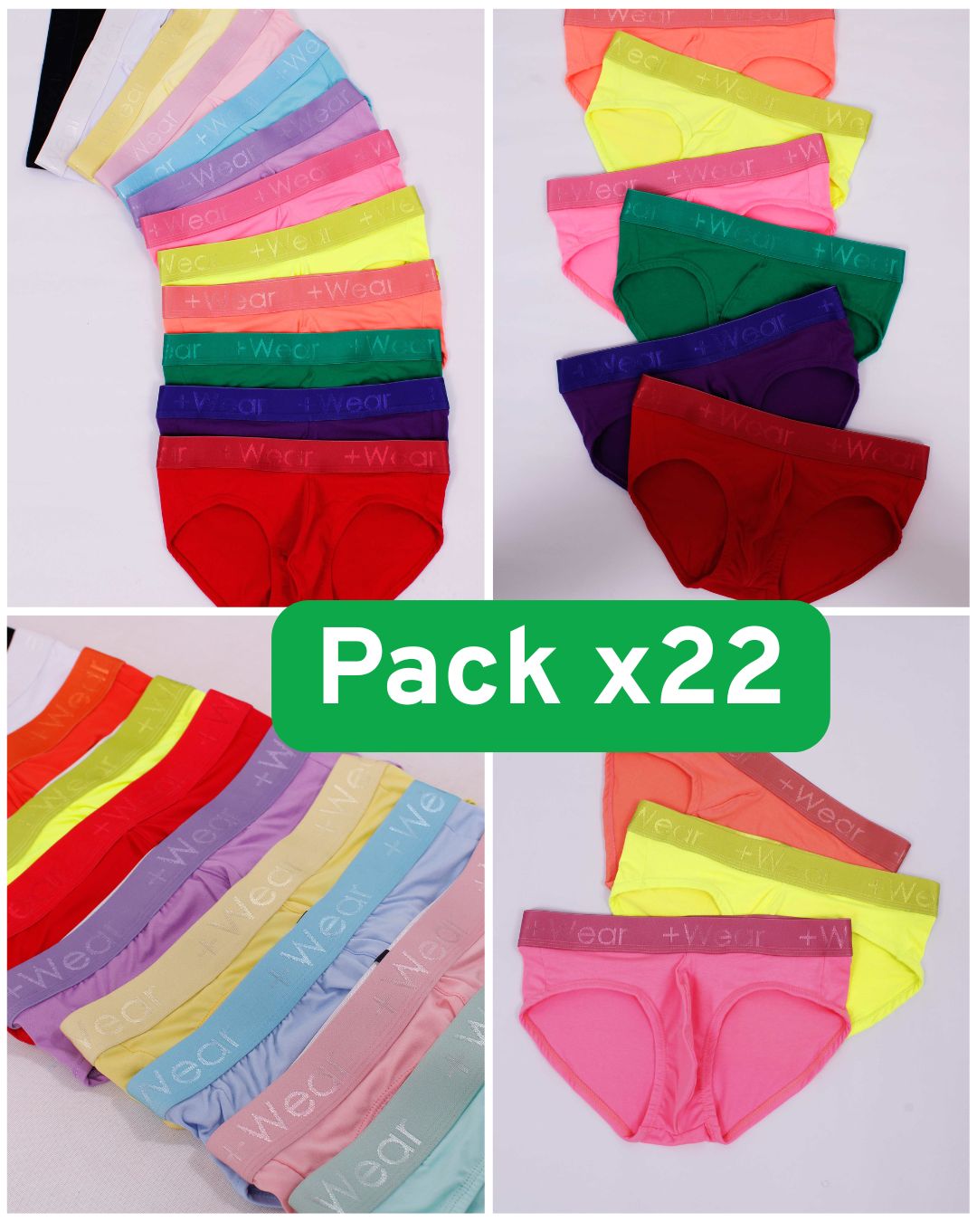 Paq Briefs x22 Escribe tus colores favoritos en notas del pedido